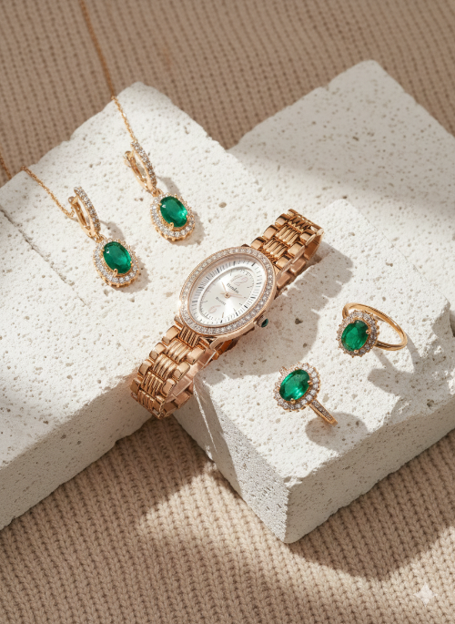 Oval Bracelet Watch With Crystal Bezal