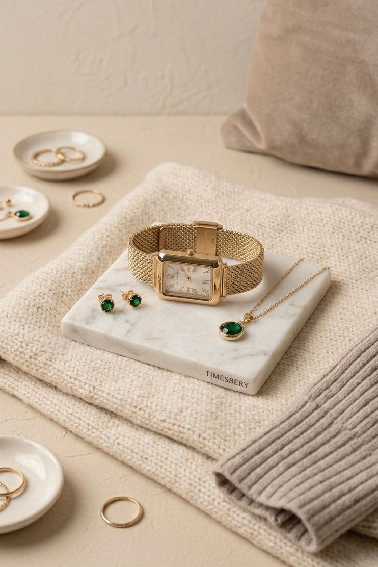 Elegant Gold Mesh Strap Watch