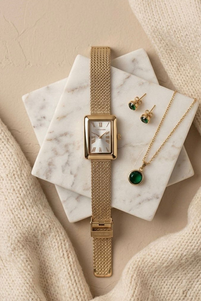 Elegant Gold Mesh Strap Watch