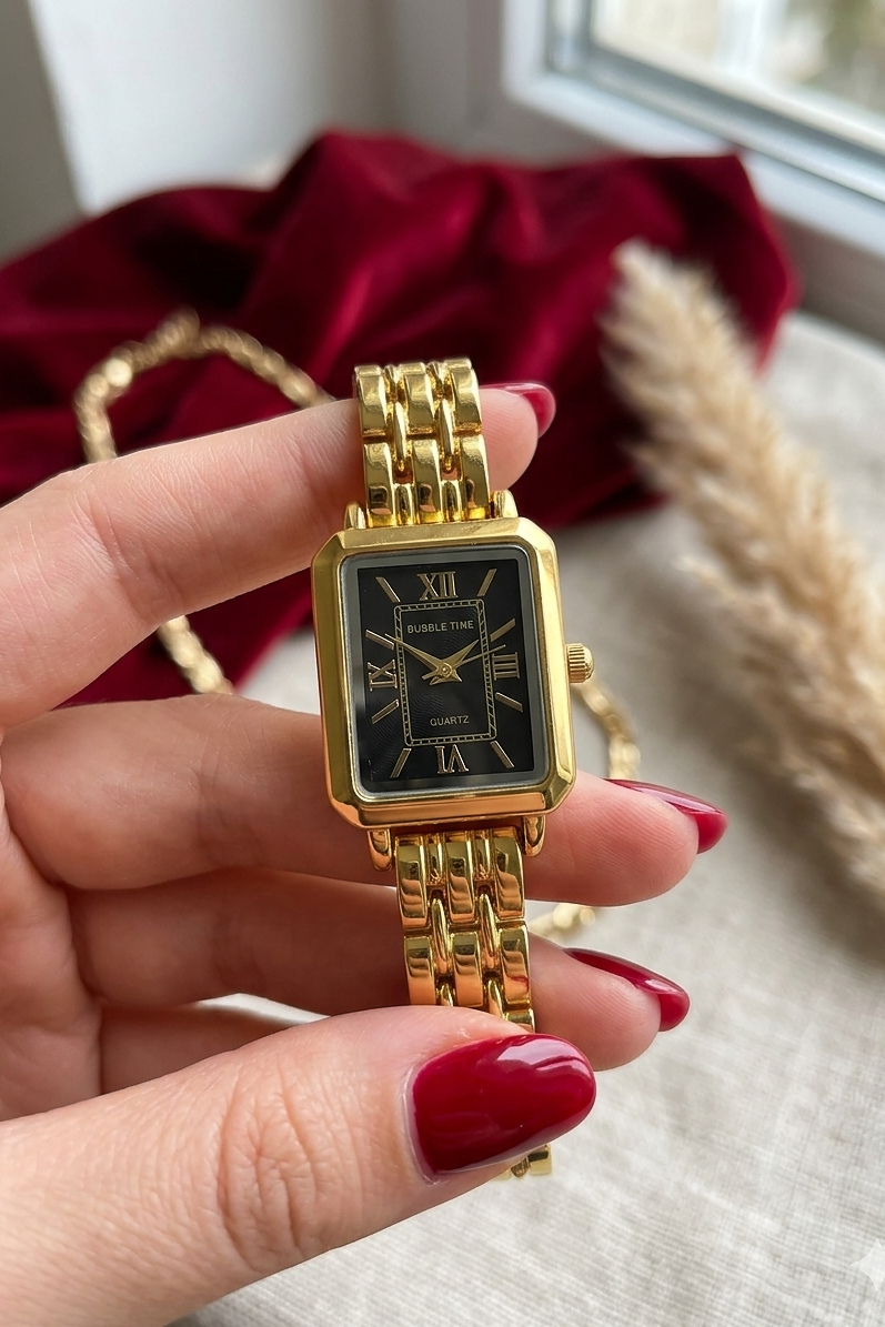 Luxury Gold Rectangular Women’s Watch