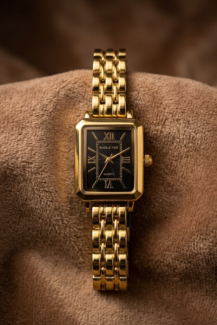 Luxury Gold Rectangular Women’s Watch