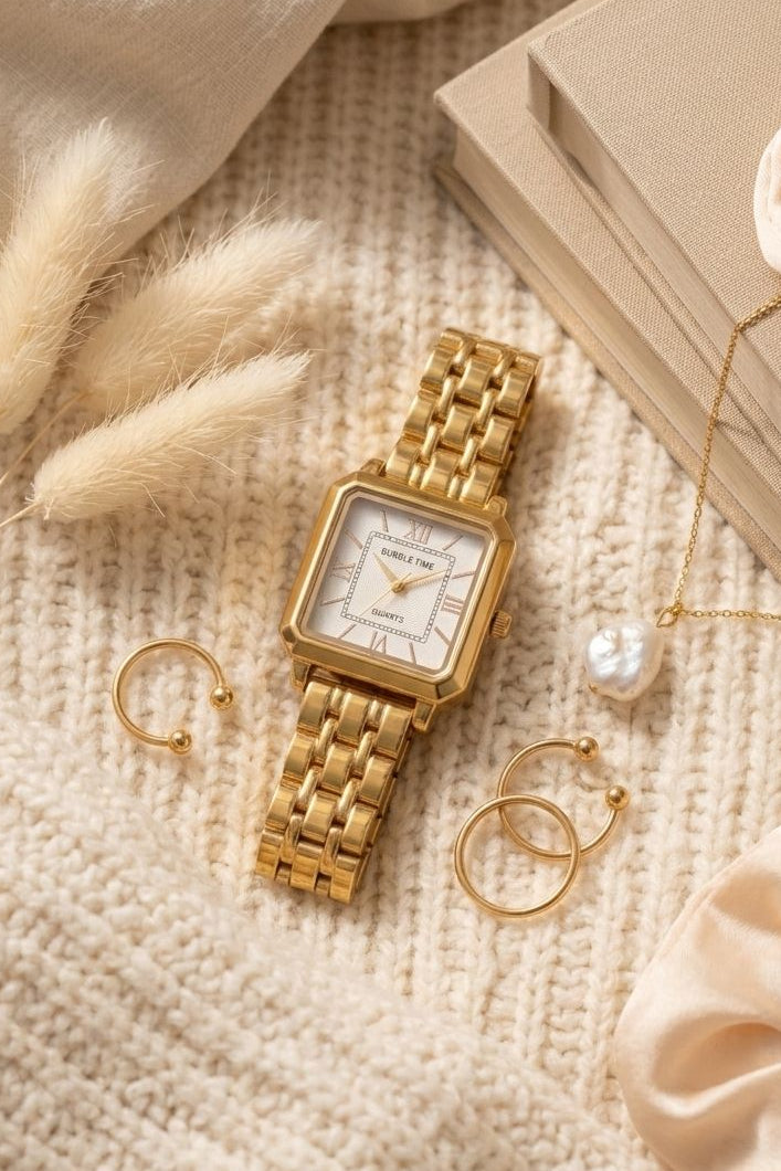 Luxury Gold Rectangular Women’s Watch