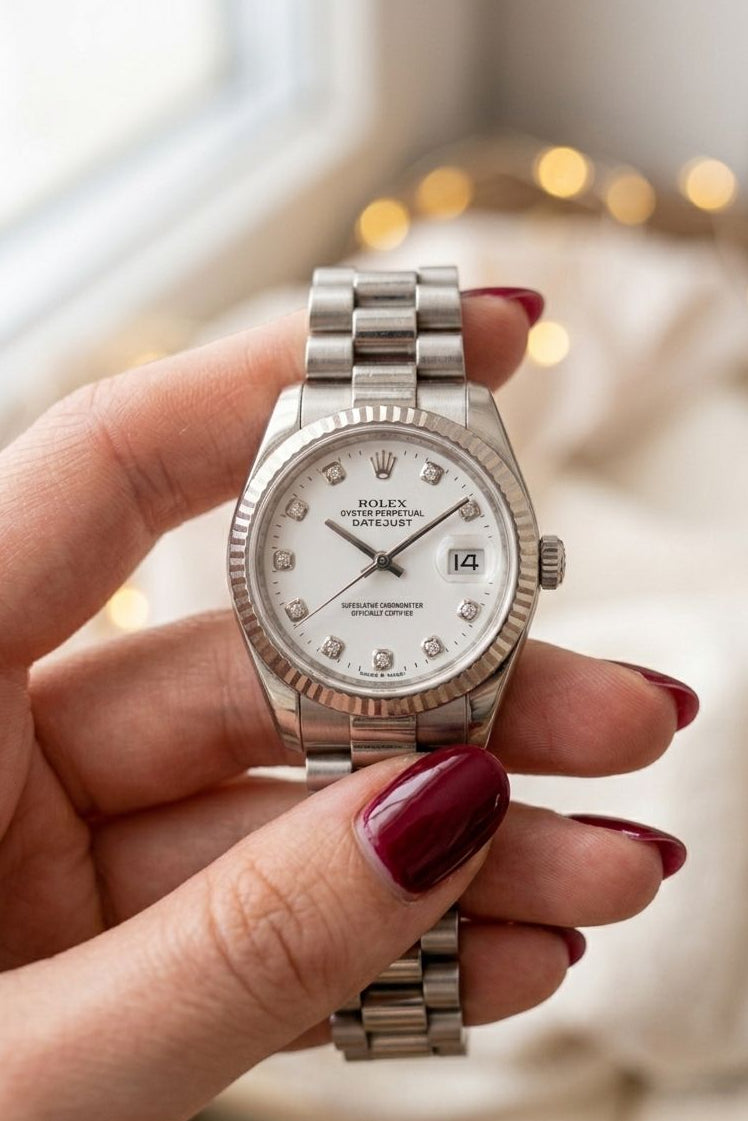 Rolex Women’s Watch | Elegant Stainless Steel.