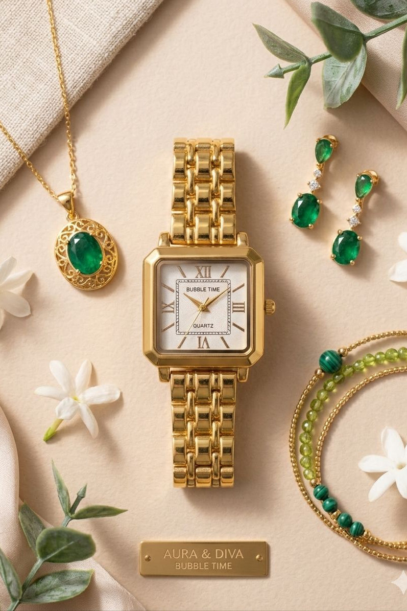 Luxury Gold Rectangular Women’s Watch