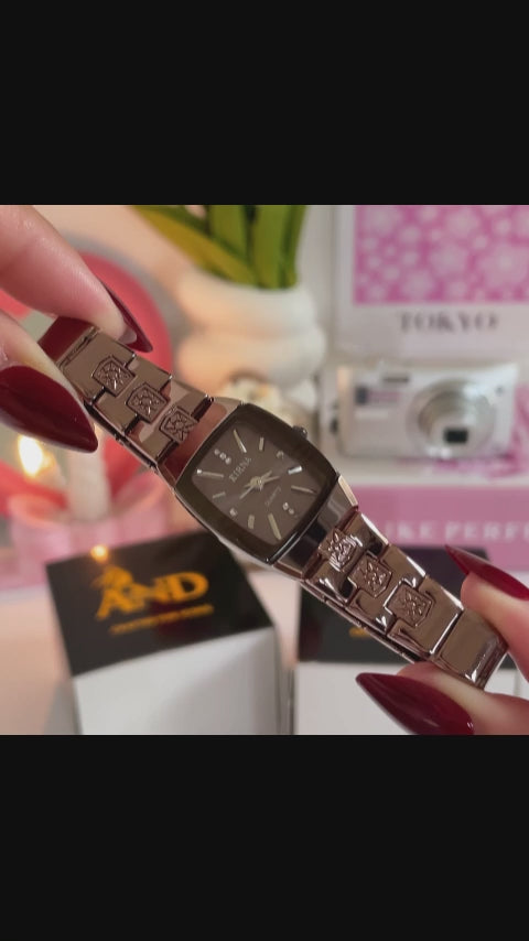 Elegant Rose Gold Watch | Crystal Accents